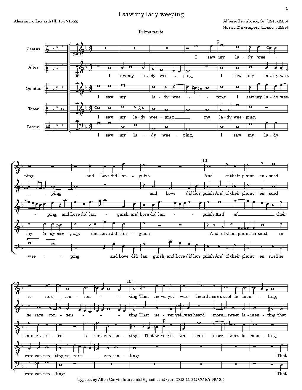 I saw my lady weeping