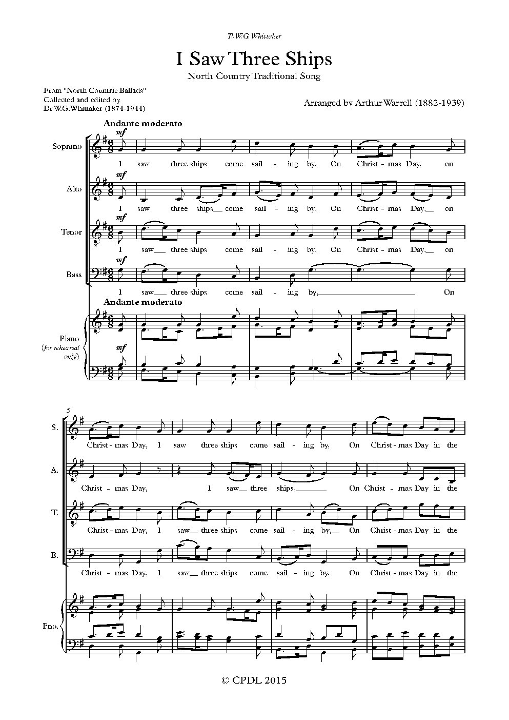 I saw three ships - Choir Script PDF Thumbnail