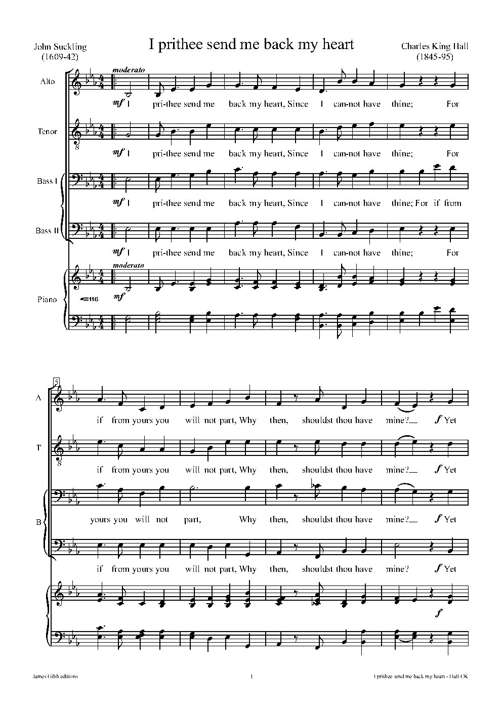 I prithee send me back my heart - Choir Script PDF Thumbnail