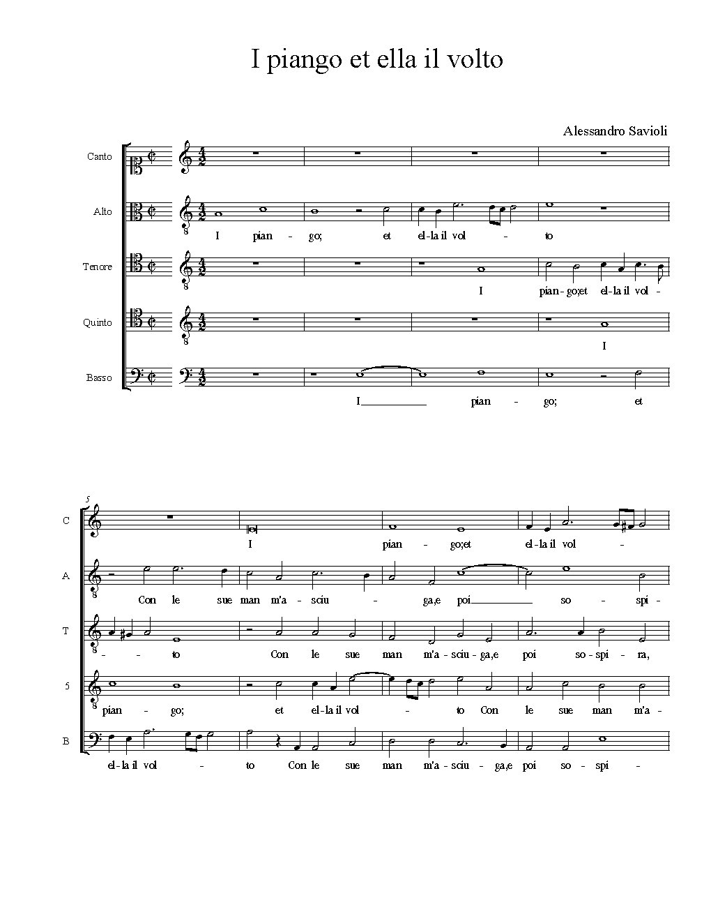 I piango et ella il volto - Choir Script PDF Thumbnail