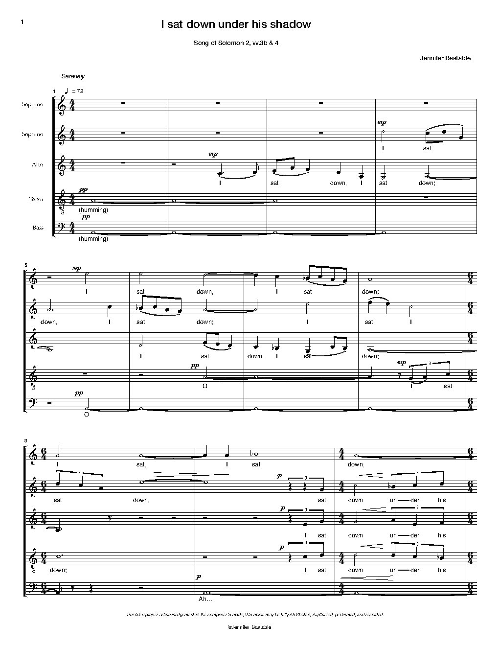 I sat down under his shadow - Choir Script PDF Thumbnail