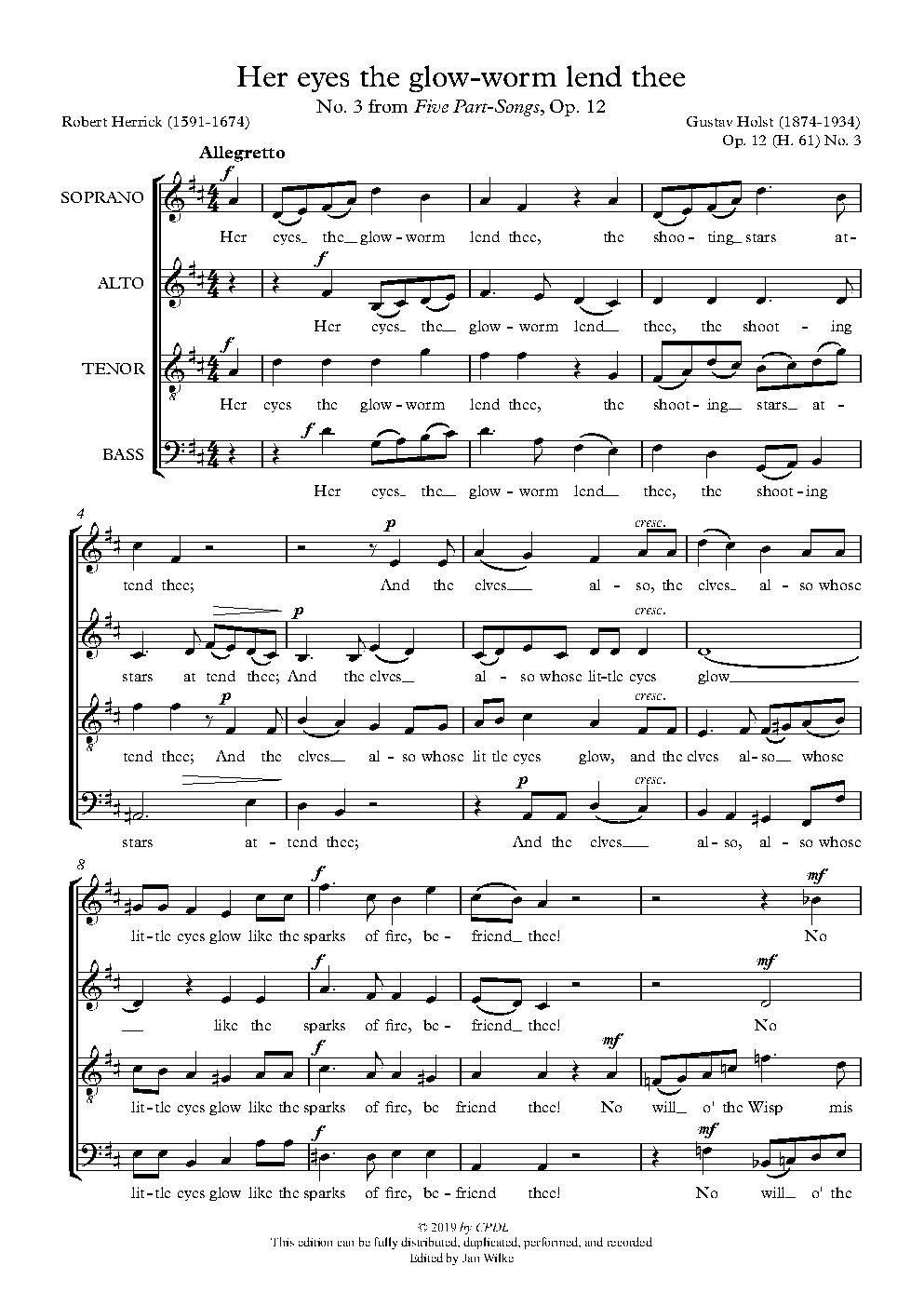Her eyes the glow-worm lend thee - Choir Script PDF Thumbnail