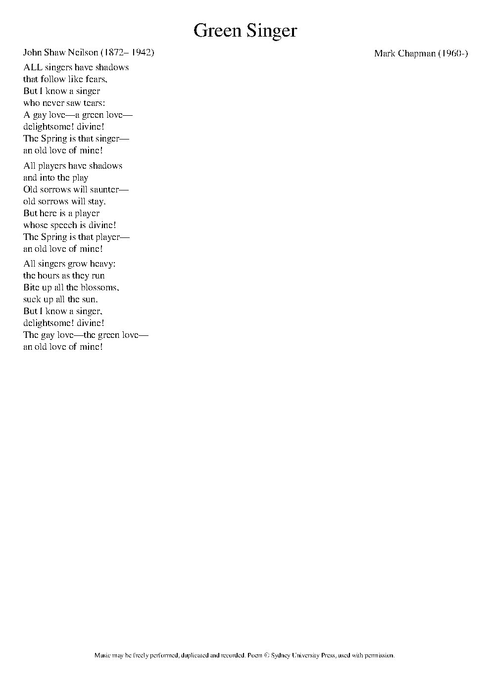 Green Singer - Choir Script PDF Thumbnail
