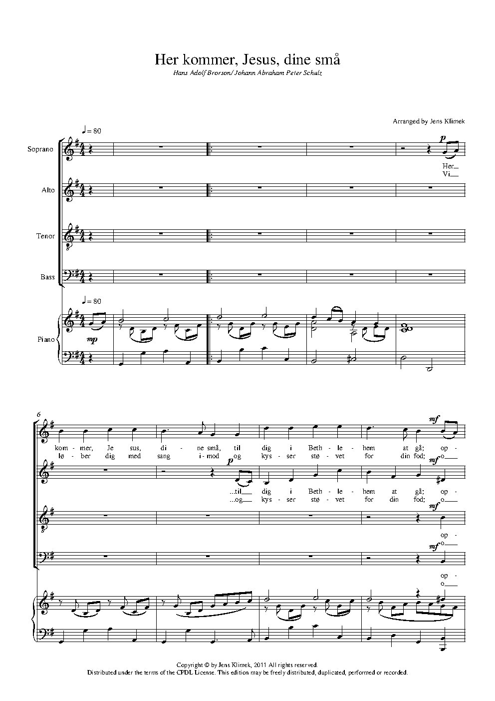 Her kommer Jesus dine sma - Choir Script PDF Thumbnail