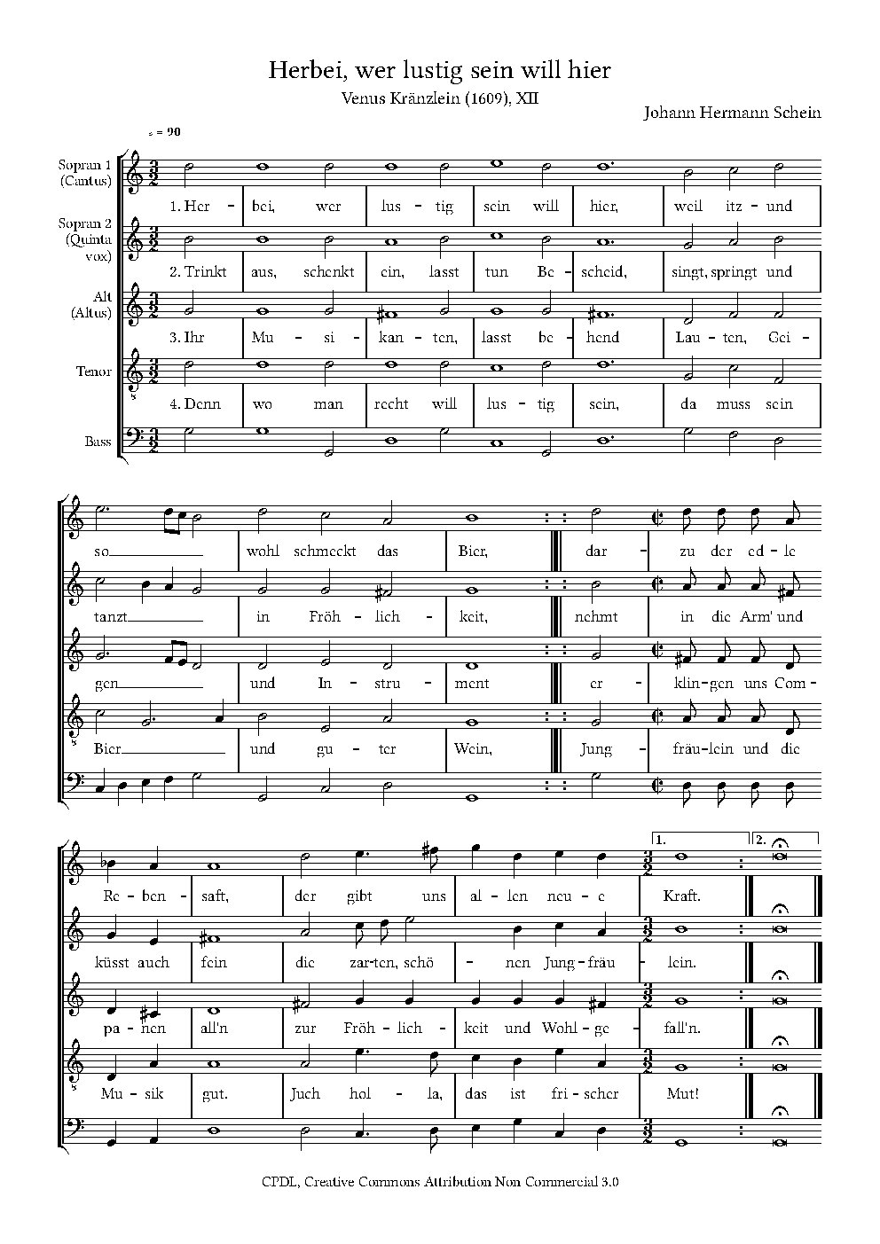 Herbei, wer lustig sein will hier - Choir Script PDF Thumbnail