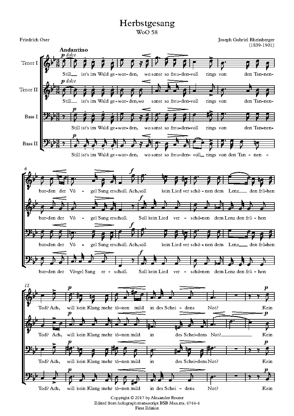 Herbstgesang, WoO 58