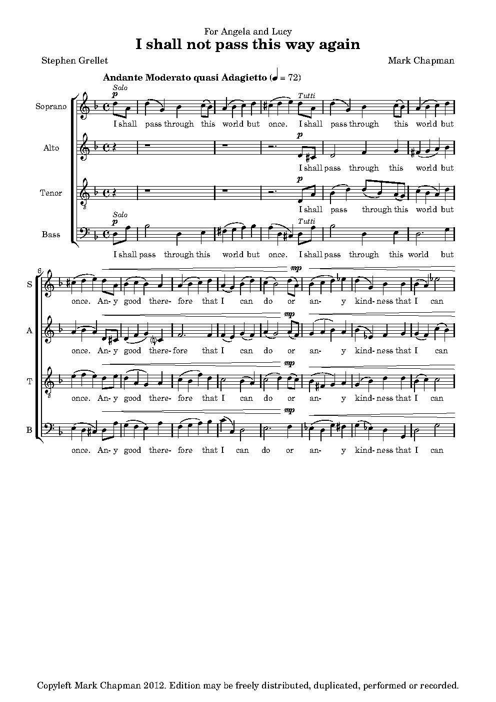 I shall not pass this way again