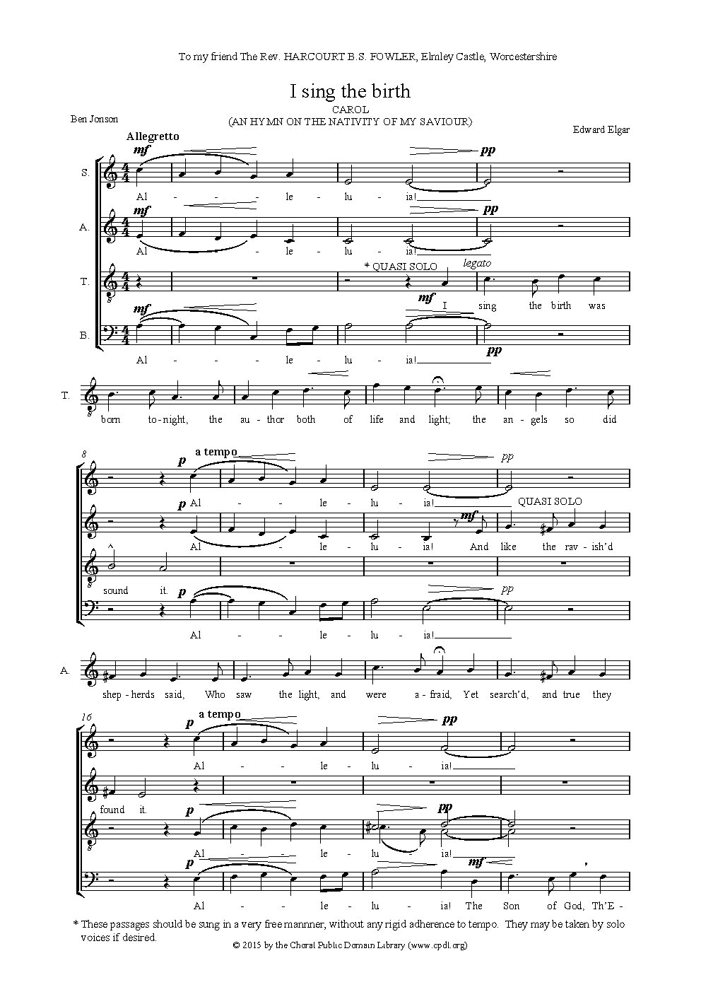 I sing the birth