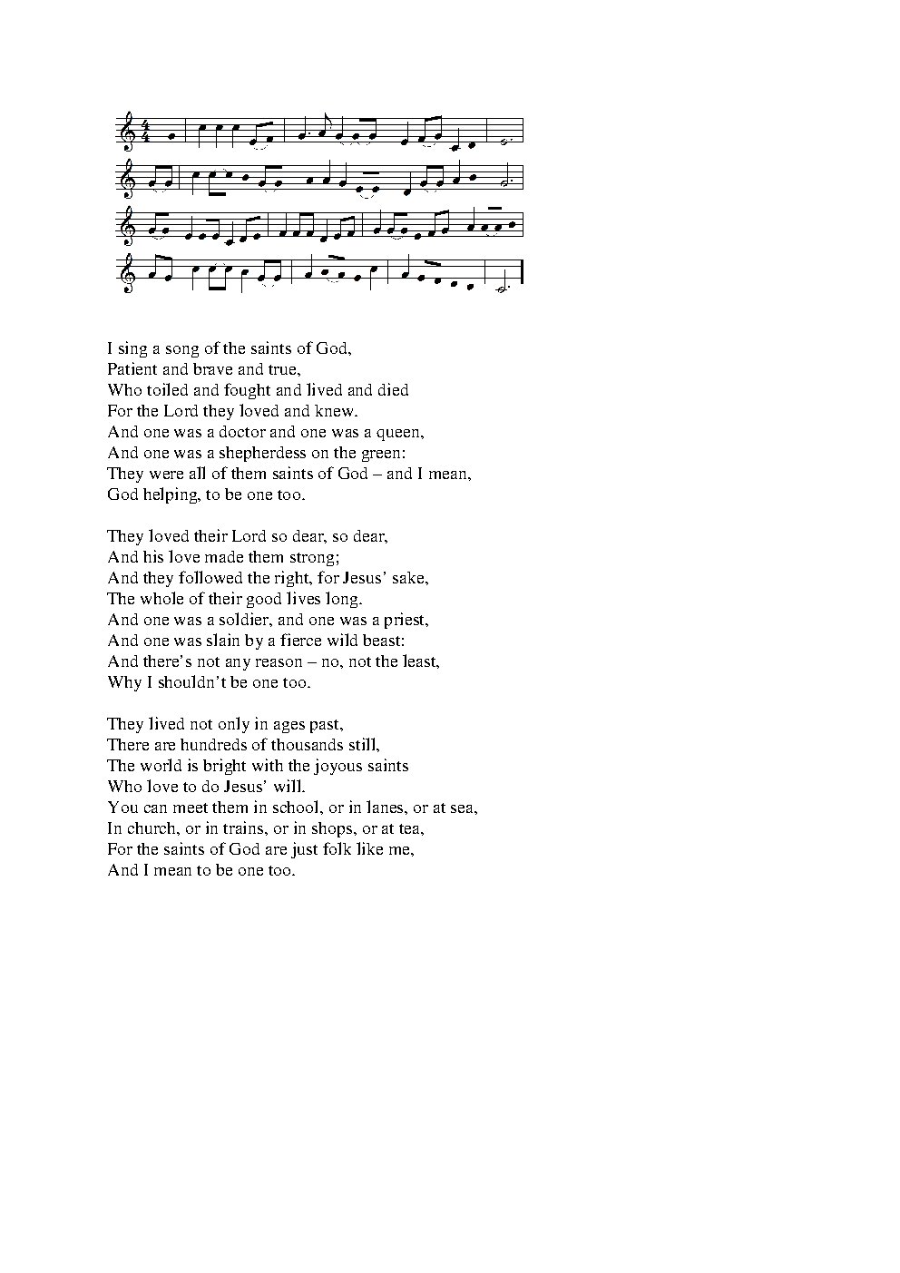 I sing a song of the saints of God