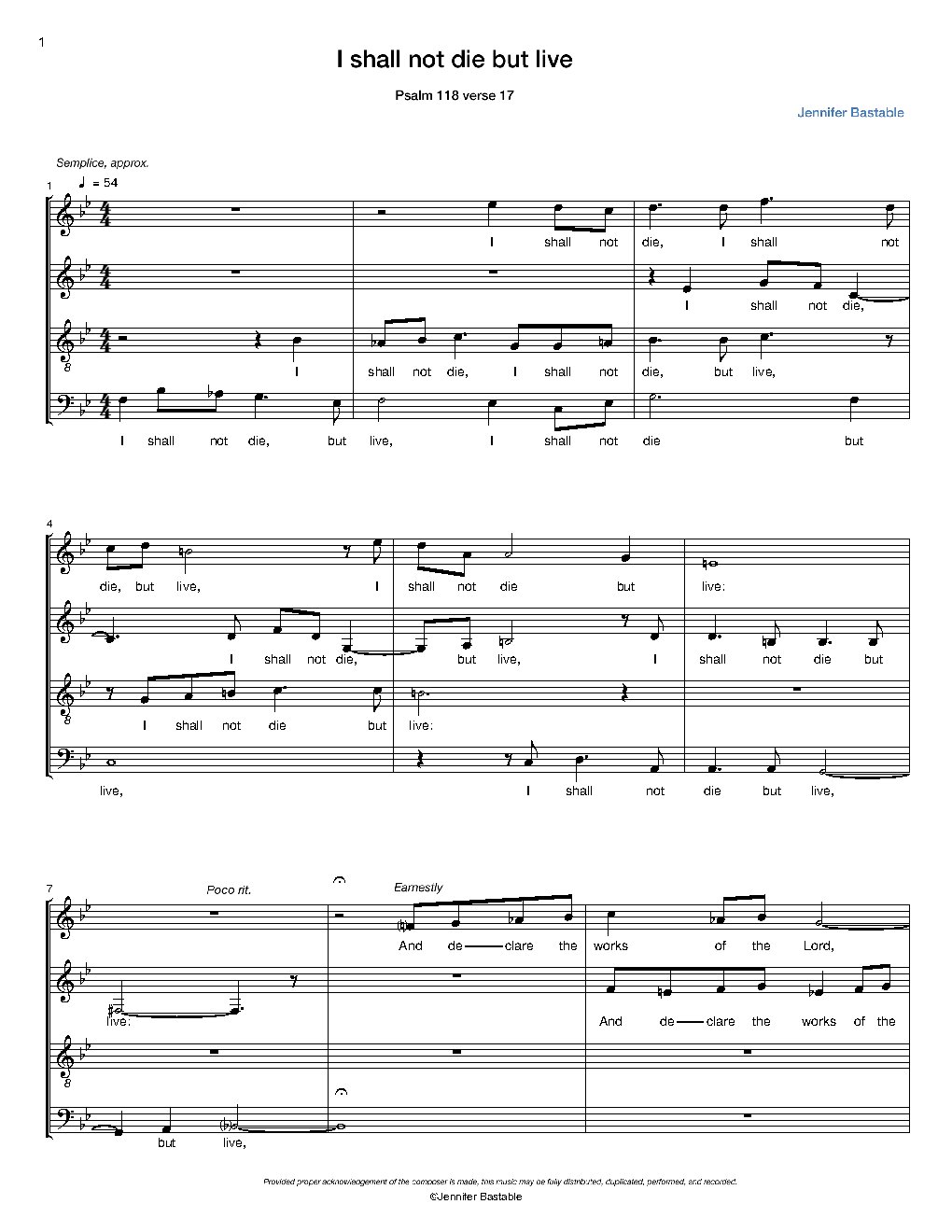 I shall not die but live - Choir Script PDF Thumbnail