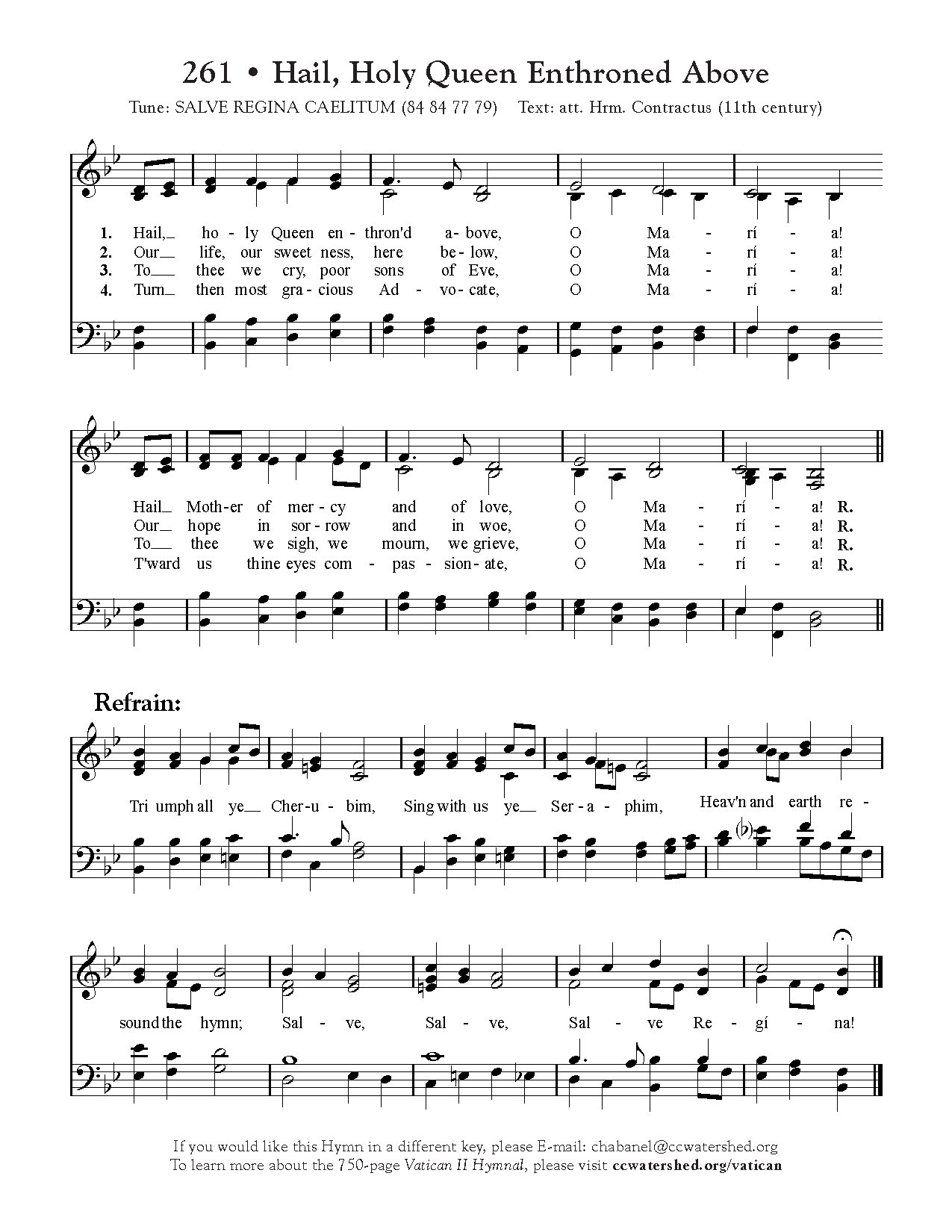 Hail Holy Queen Enthroned Above - Download Choir Script PDF