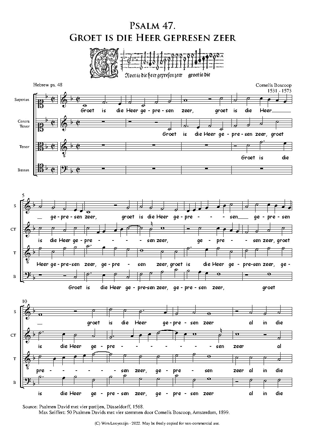 Groet is die Heer gepresen zeer - ps.47 - Choir Script PDF Thumbnail