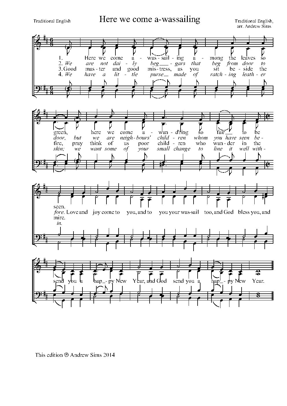Here We Come A-Wassailing