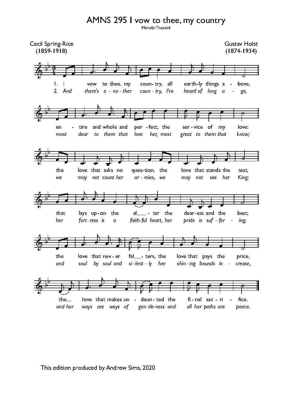I vow to thee, my country