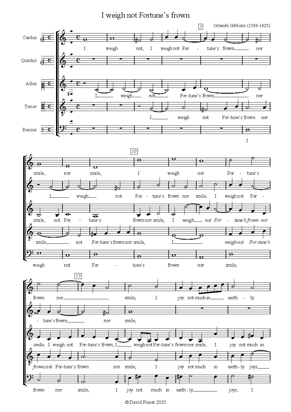 I weigh not fortune's frown - Choir Script PDF Thumbnail