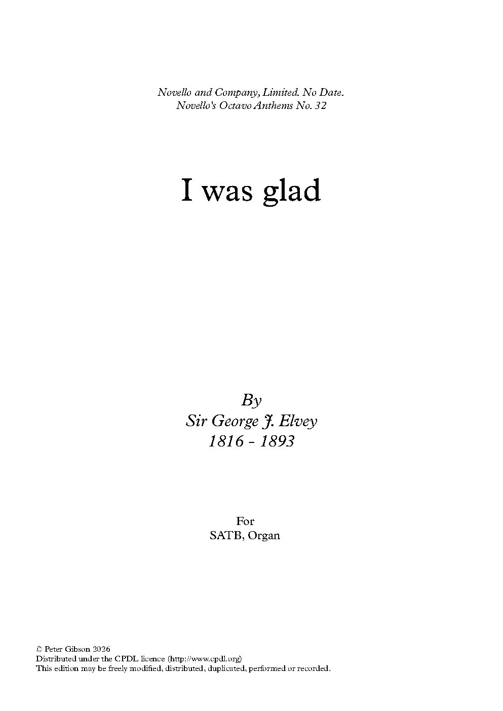 I was glad - Choir Script PDF Thumbnail