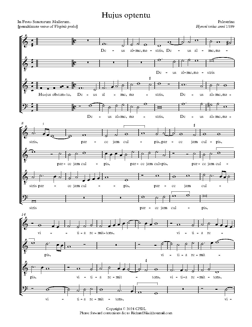 Hujus obtentu - Choir Script PDF Thumbnail