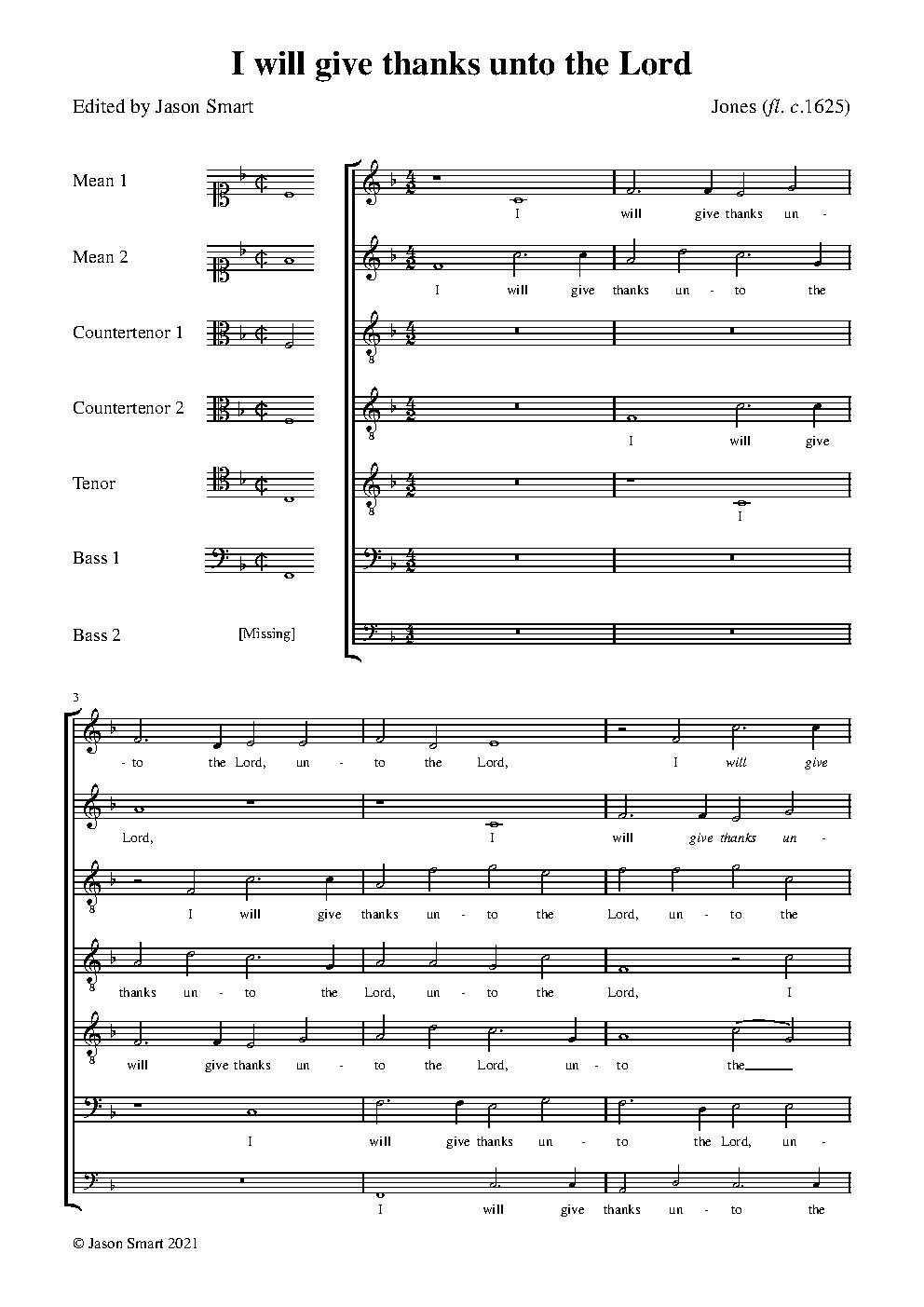I will give thanks unto the Lord - Choir Script PDF Thumbnail