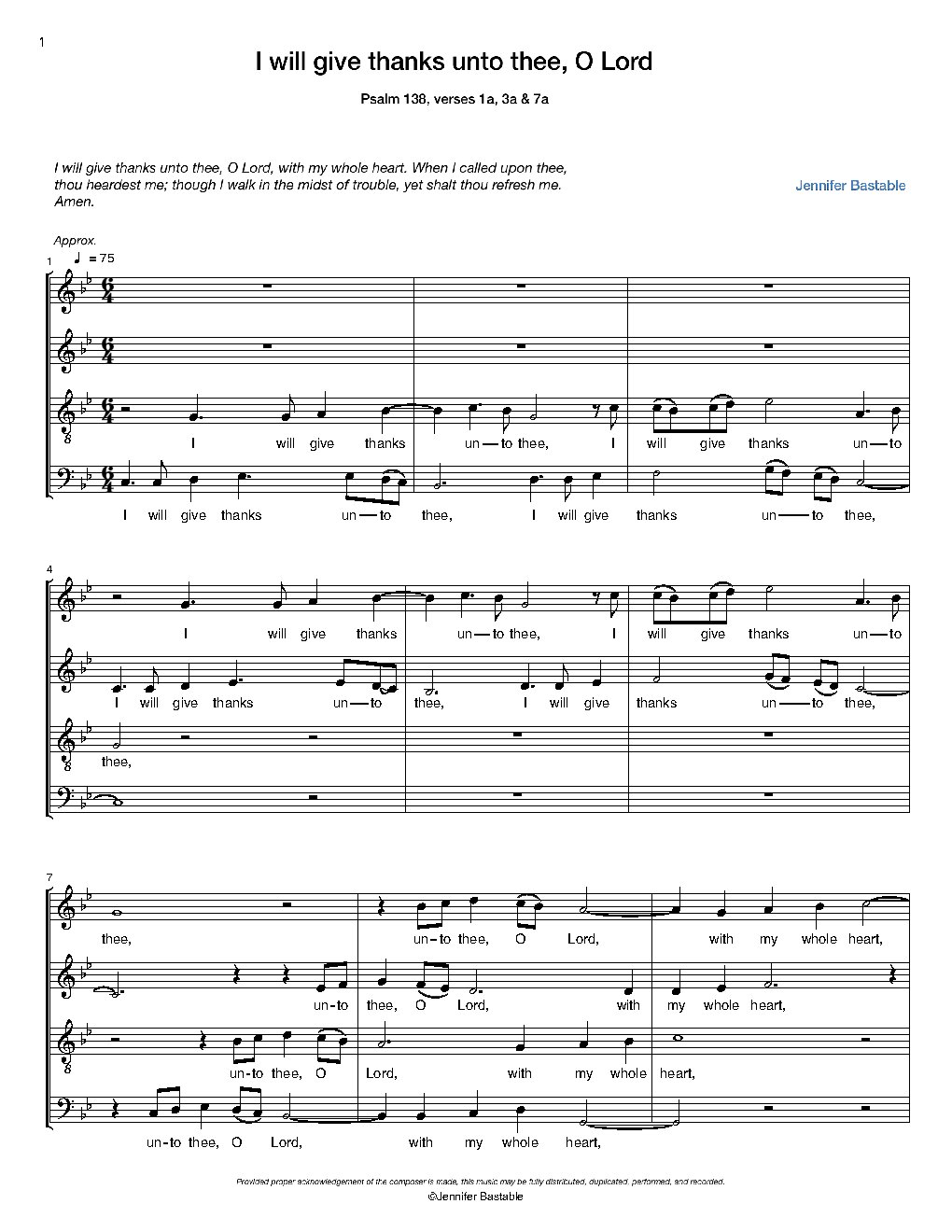 I will give thanks unto thee, O Lord - Choir Script PDF Thumbnail