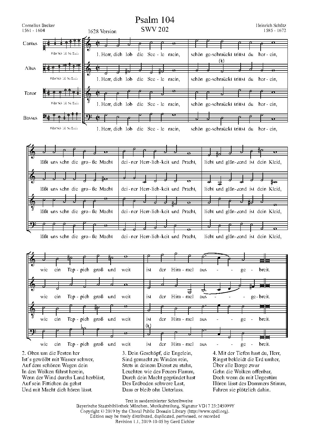 Herr, dich lob die Seele mein, SWV 202 - Choir Script PDF Thumbnail