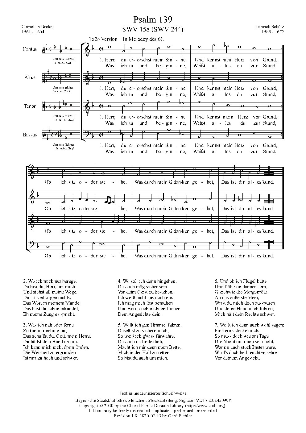 Herr,du erforschst mein Sinne, SWV 244 - Choir Script PDF Thumbnail