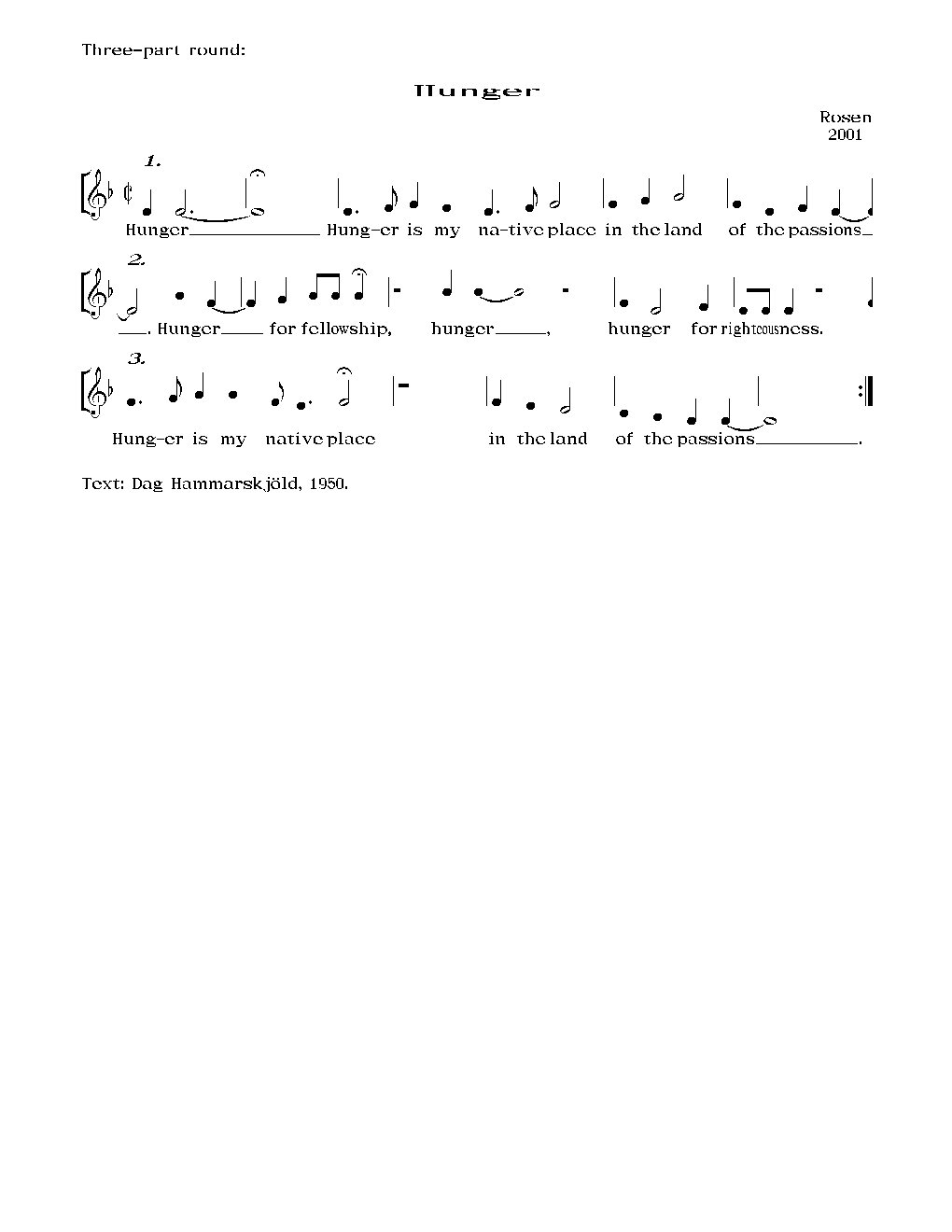 Hunger - Choir Script PDF Thumbnail