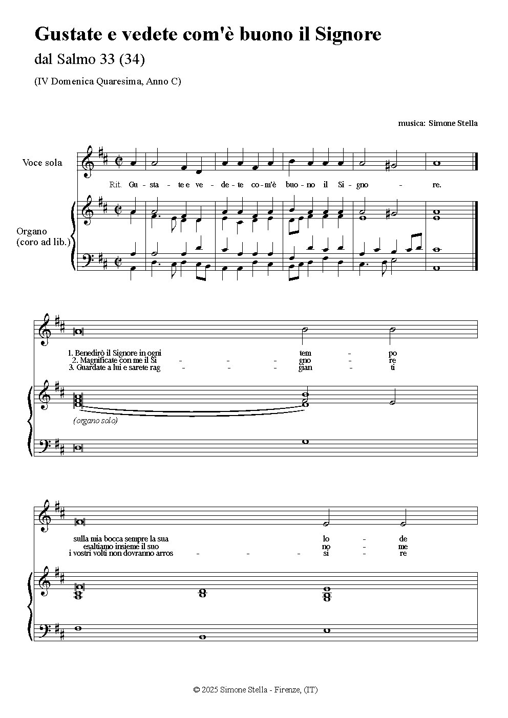 Gustate e vedete com'è buono il Signore (Psalm 33, 34)