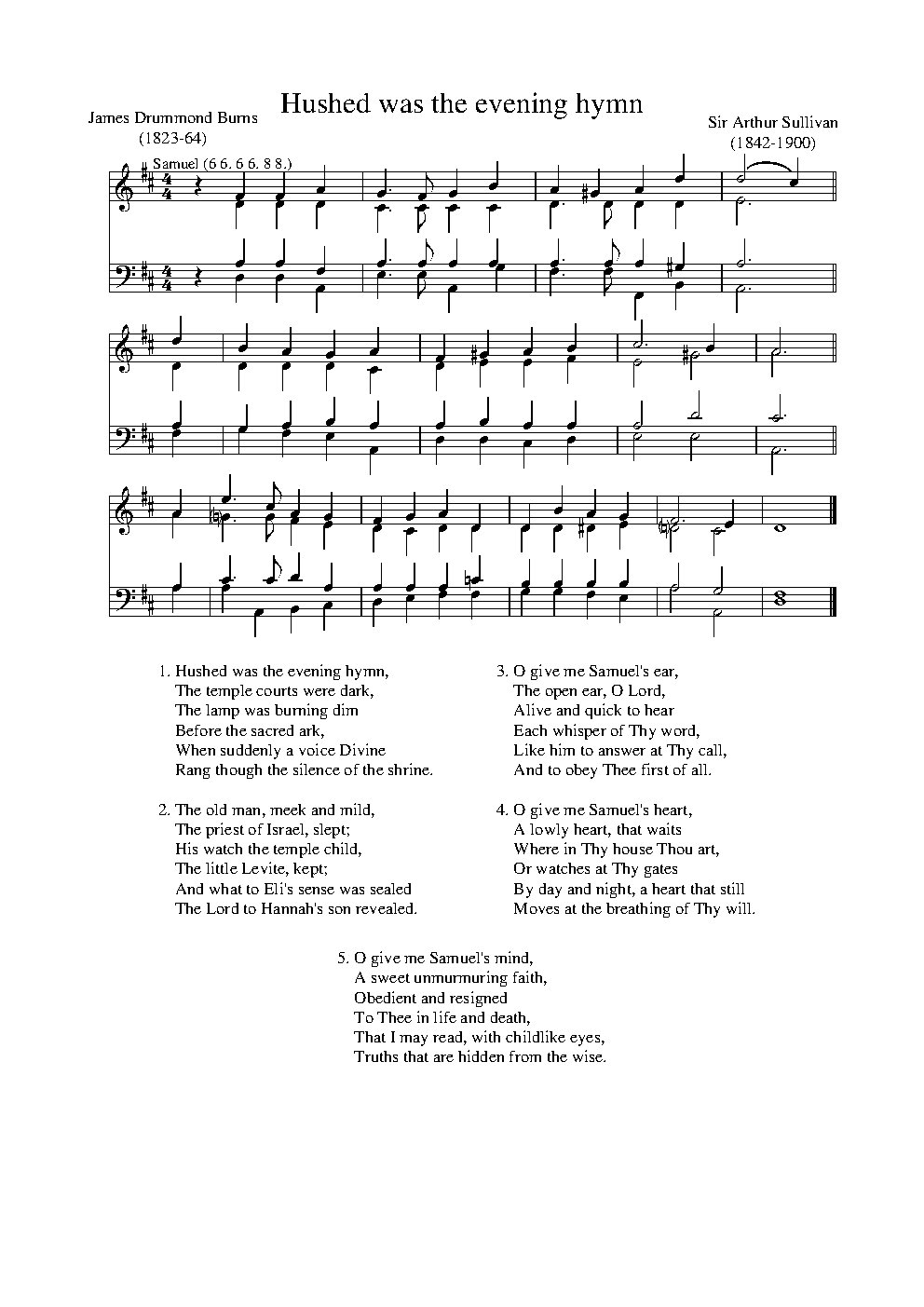 Hushed was the evening hymn - Choir Script PDF Thumbnail