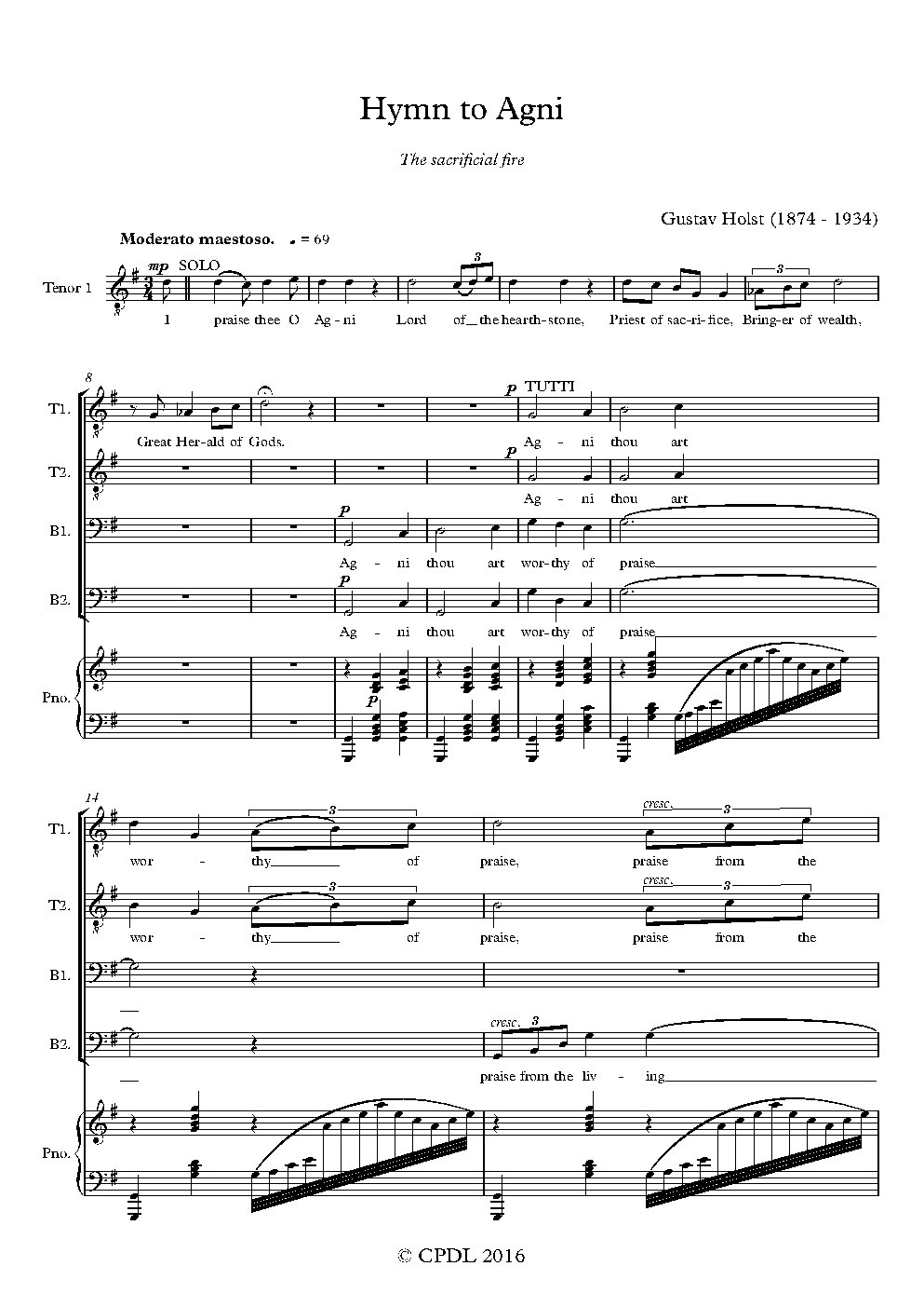 Hymn to Agni - Choir Script PDF Thumbnail