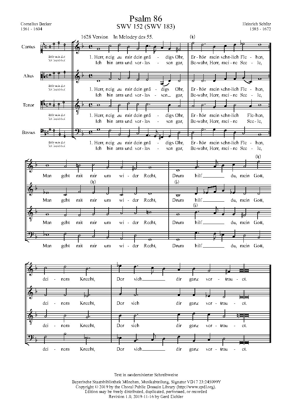 Herr, neig zu mir dein gnädigs Ohr, SWV 183 - Choir Script PDF Thumbnail
