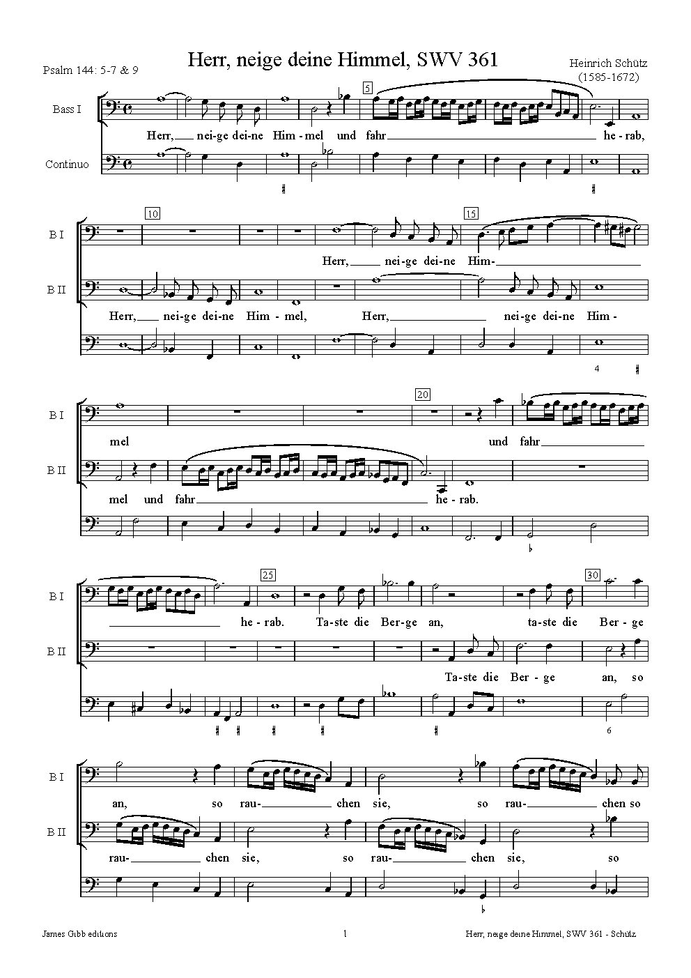 Herr, neige deine Himmel und fahr herab, SWV 361 - Choir Script PDF Thumbnail