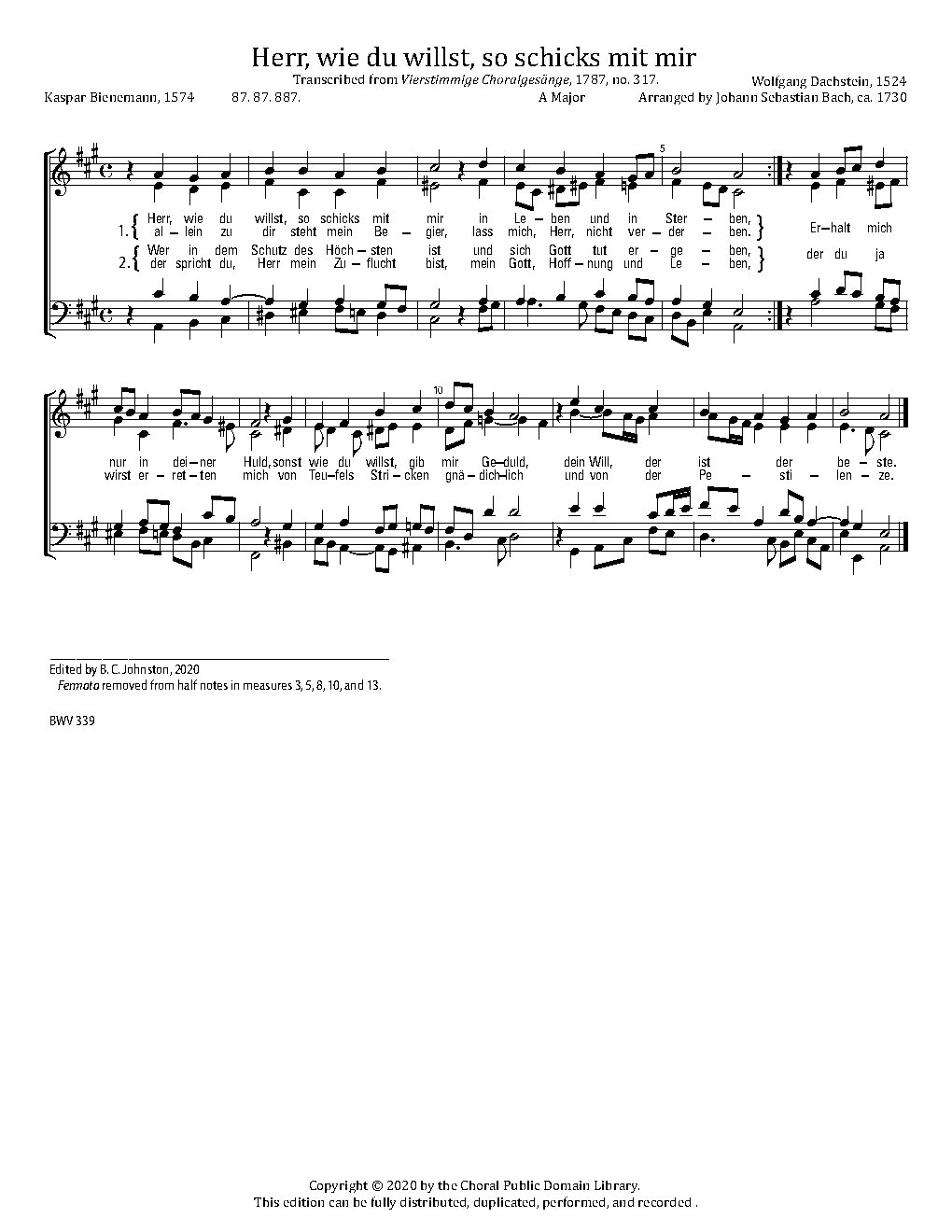 Herr, wie du willst, so schicks mit mir, BWV 339