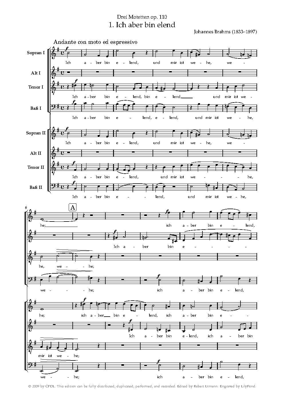 Ich aber bin elend, Op. 110, No. 1