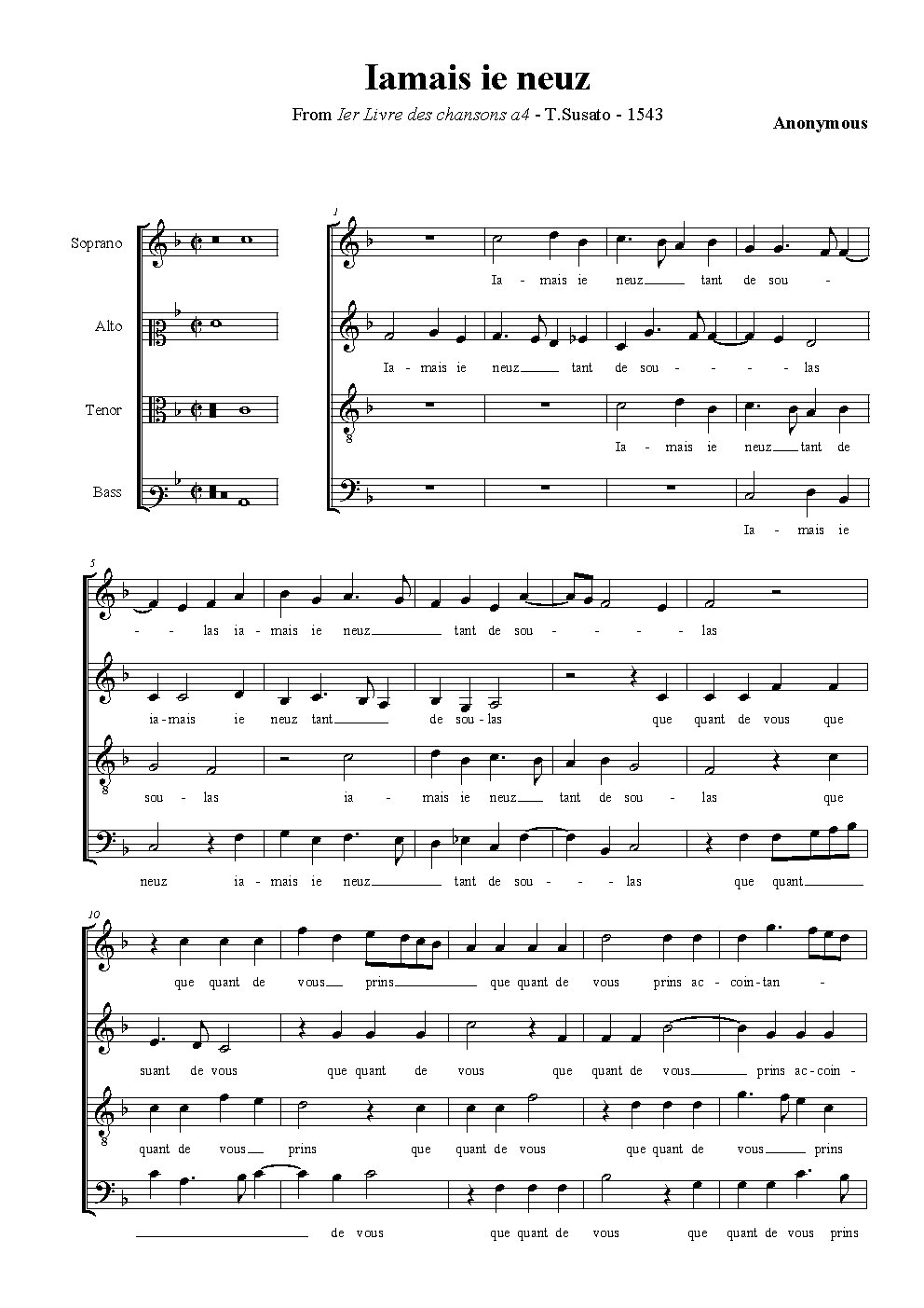 Iamais ie neuz - Choir Script PDF Thumbnail