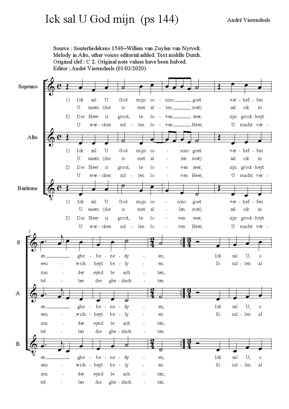 Ic sal u God mijn coninc - Choir Script PDF Thumbnail