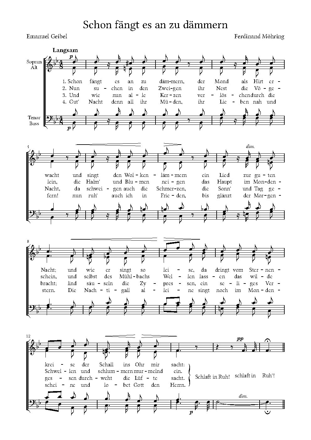 Gute Nacht - Choir Script PDF Thumbnail