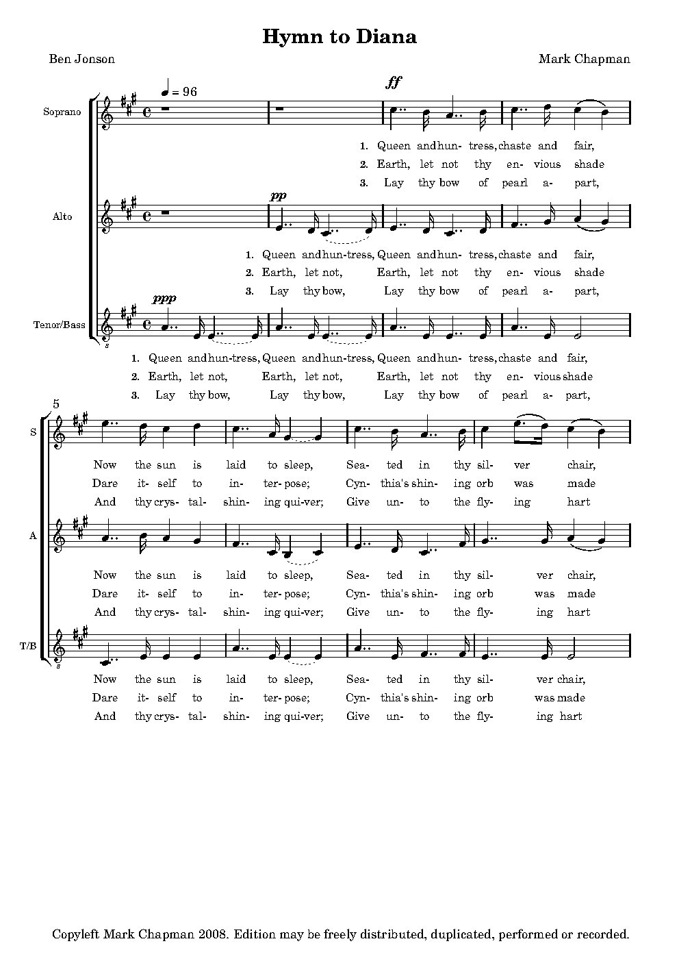 Hymn to Diana - Choir Script PDF Thumbnail