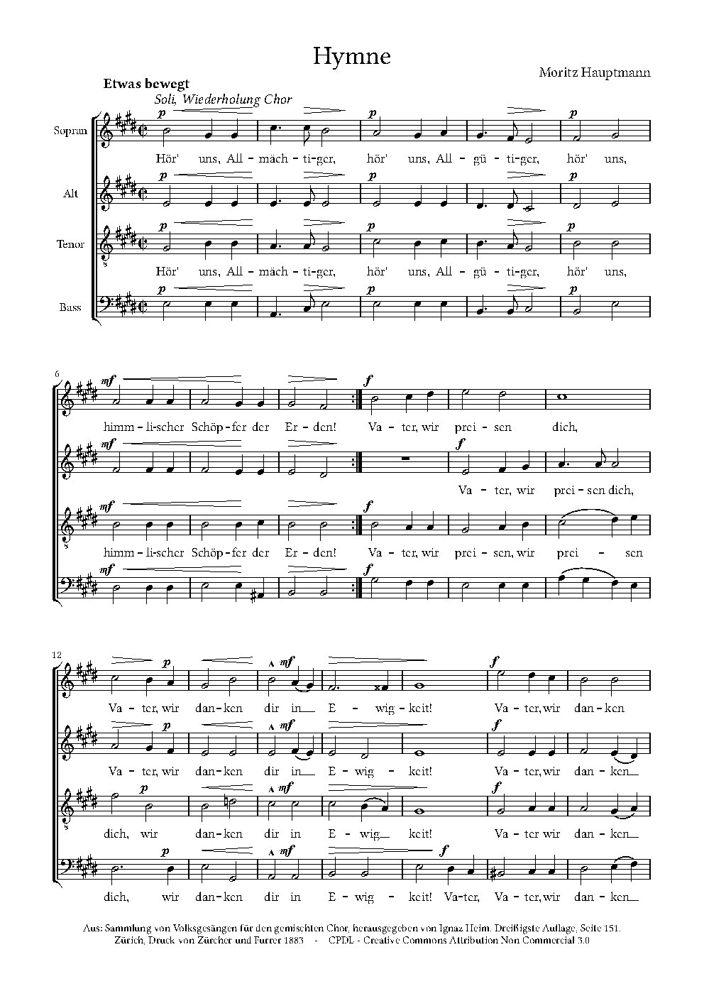 Hymne: Hör uns - Choir Script PDF Thumbnail