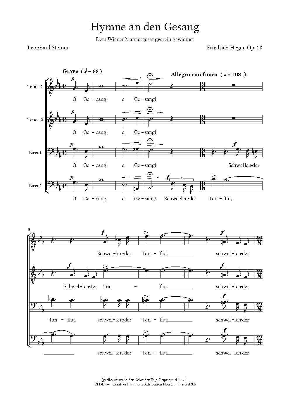 Hymne an den Gesang, Op. 20