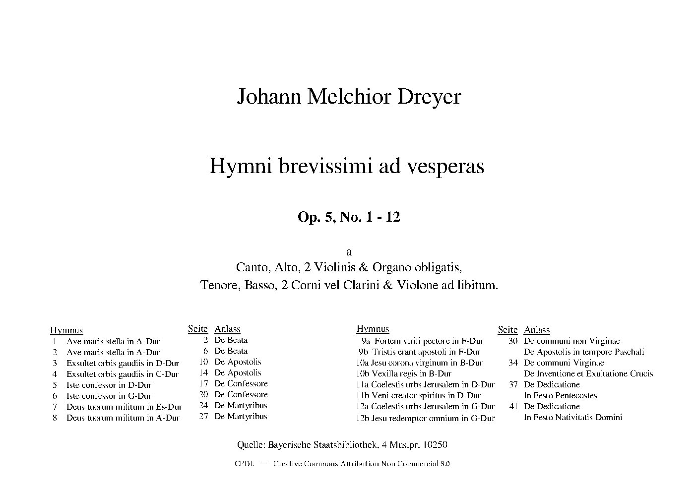 Hymni brevissimi, Op.5 No.1-12