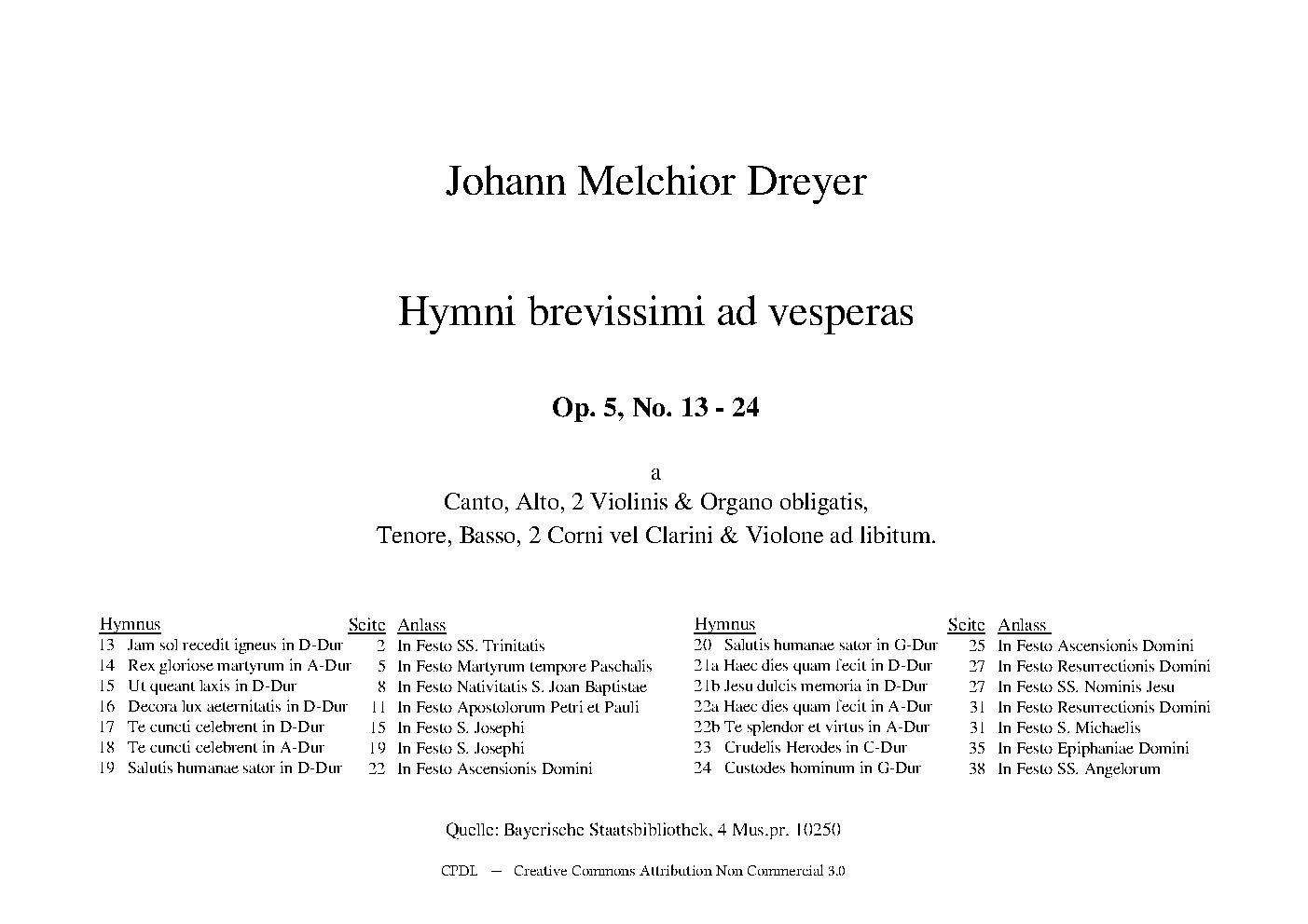 Hymni brevissimi, Op.5 No.13-24