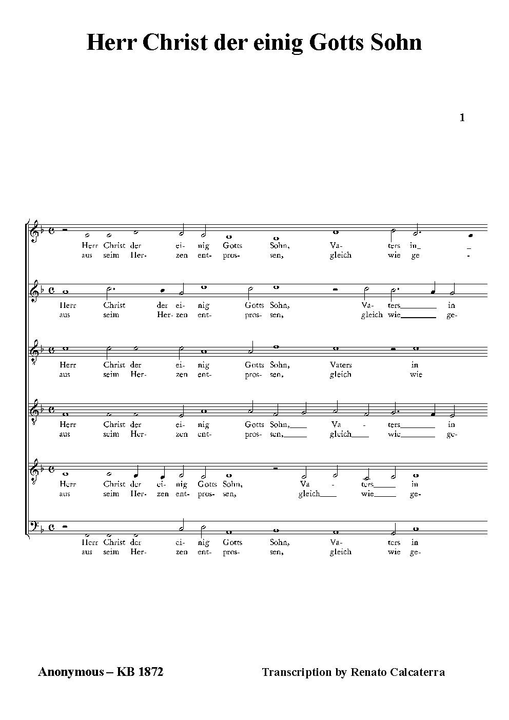 Herr Christ der einig Gotts Sohn - Choir Script PDF Thumbnail