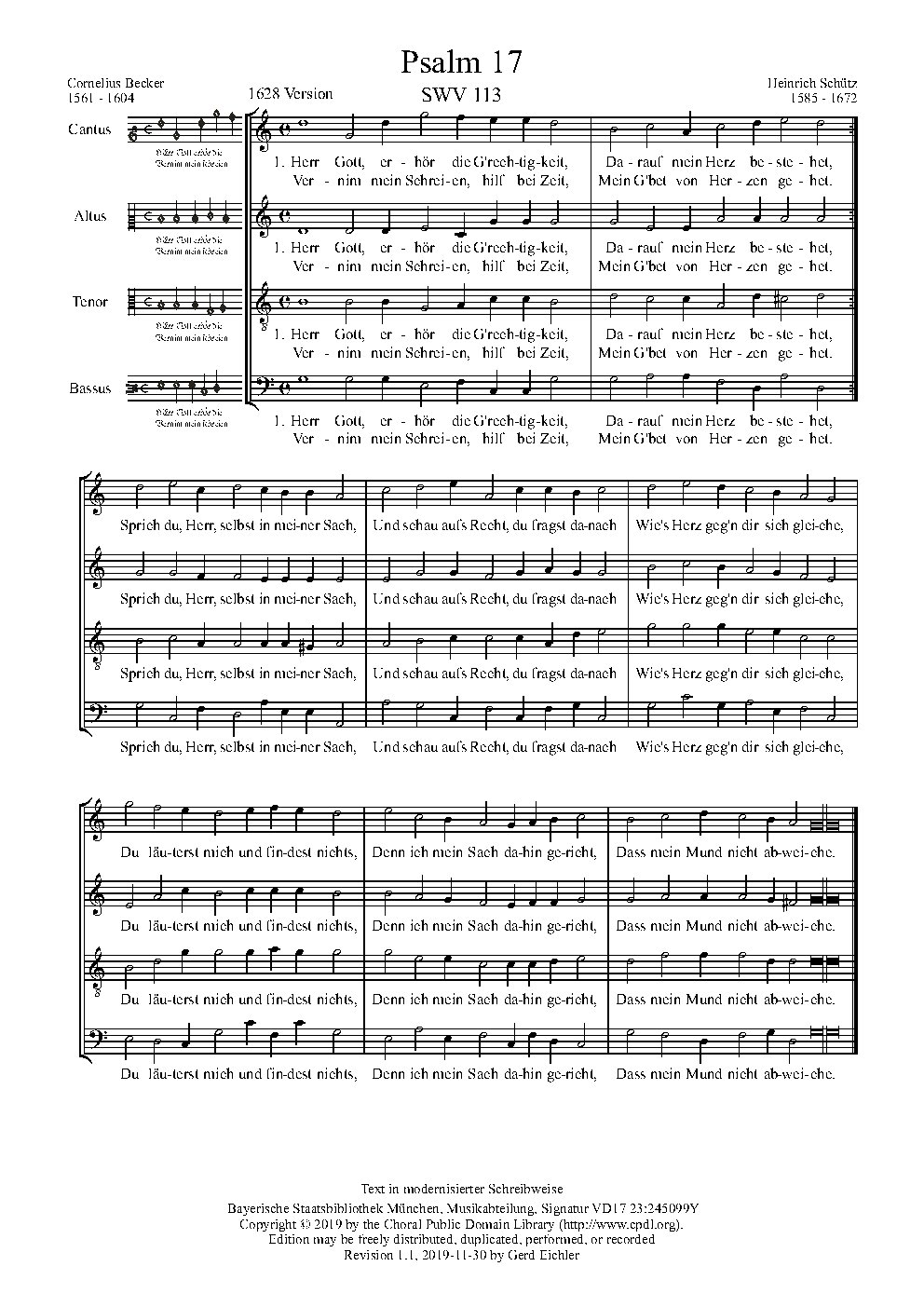 Herr Gott,erhör die Grechtigkeit, SWV 113