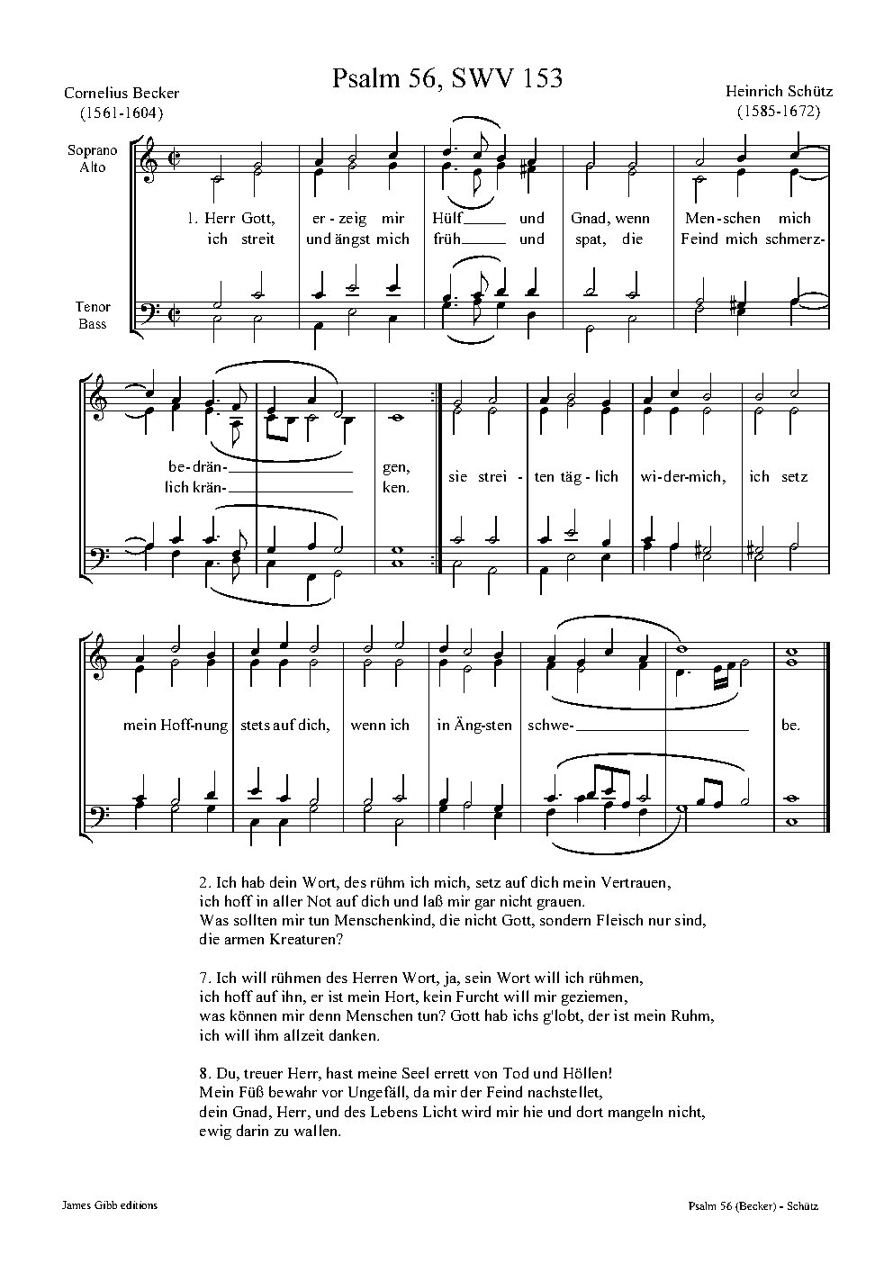 Herr Gott, erzeig mir Hülf und Gnad, SWV 153 - Choir Script PDF Thumbnail