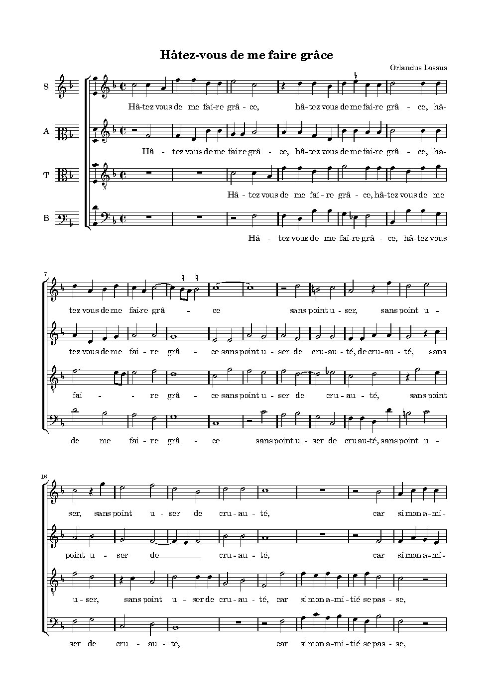 Hatez-vous de me faire grace - Choir Script PDF Thumbnail