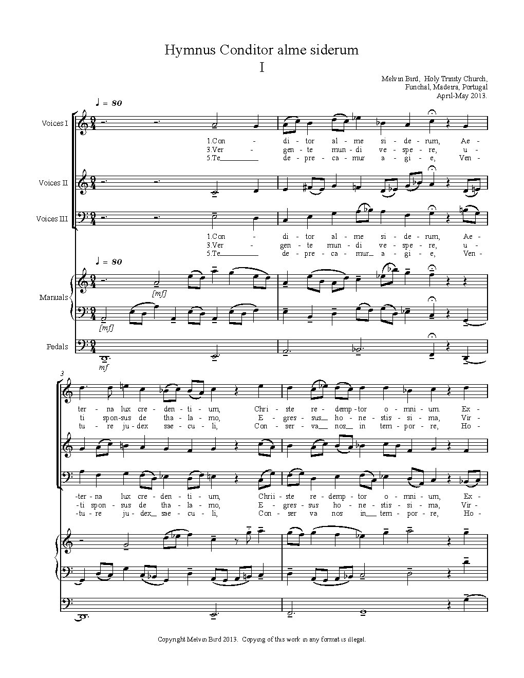 Hymnus Conditor alme siderum - Choir Script PDF Thumbnail