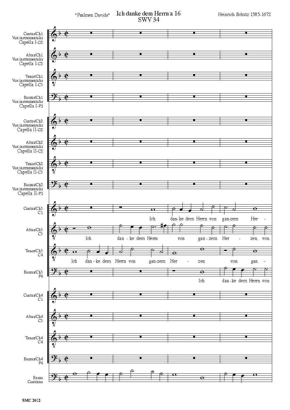 Ich danke dem Herrn (Psalm 111), SWV 34 - Choir Script PDF Thumbnail