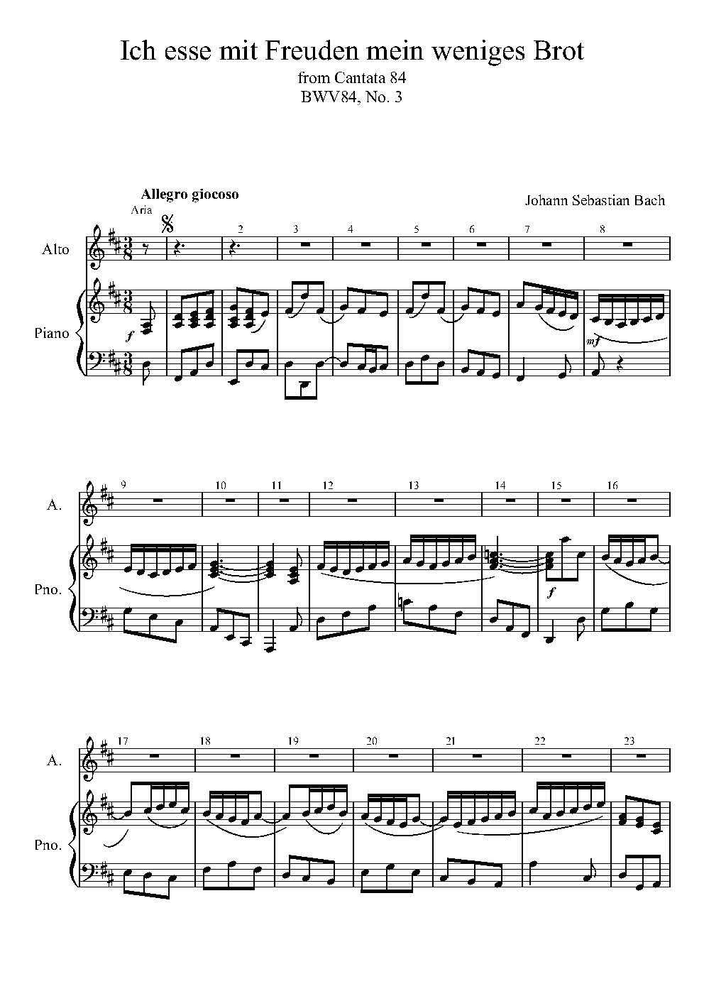 Ich bin vergnügt mit meinem Glücke, BWV 84
