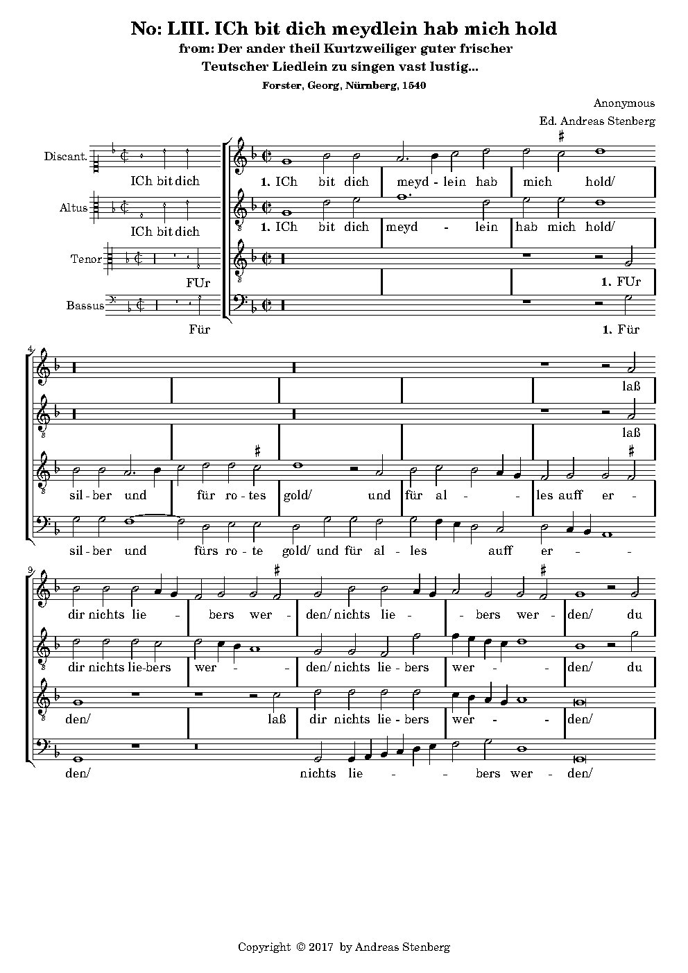 Ich bit dich meydlein - Choir Script PDF Thumbnail