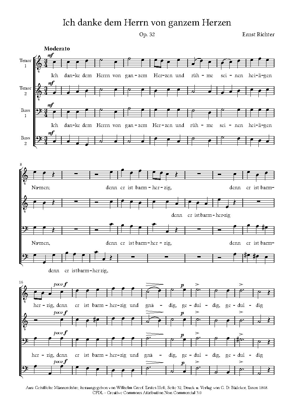 Ich danke dem Herrn von ganzem Herzen, Op. 32